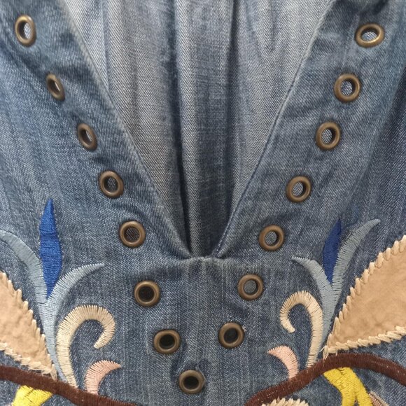 Chelsea & Theodore Denim Embroidered Dress - Picture 6 of 8